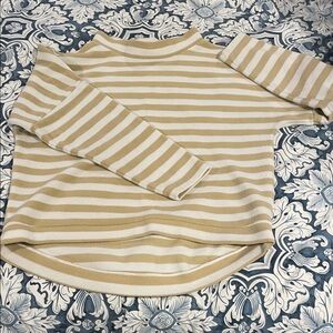 Dudley Stephens Striped Beige and White Women's fleece sweatshirt